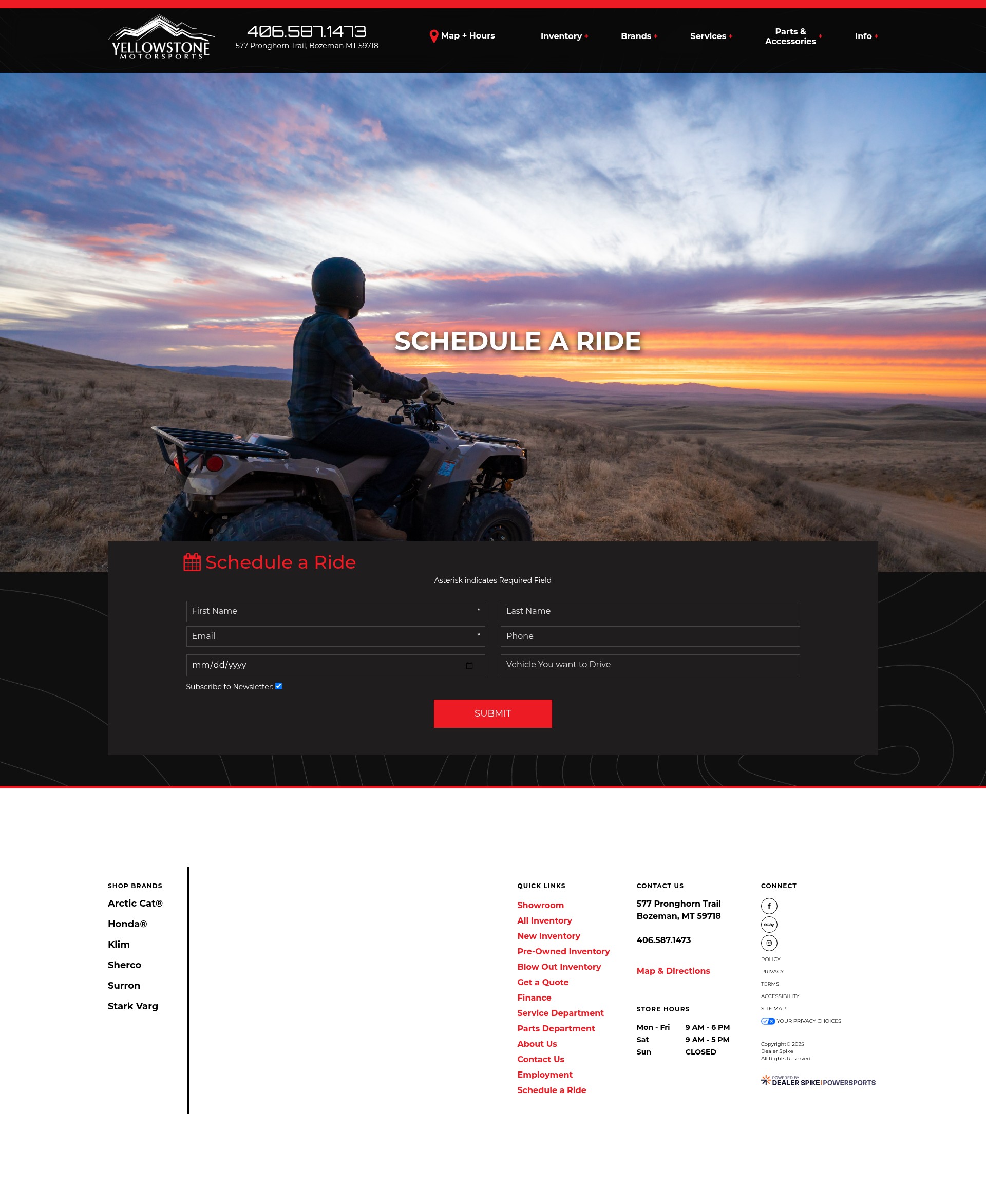 Screenshot of yellowstonemotorsports.com