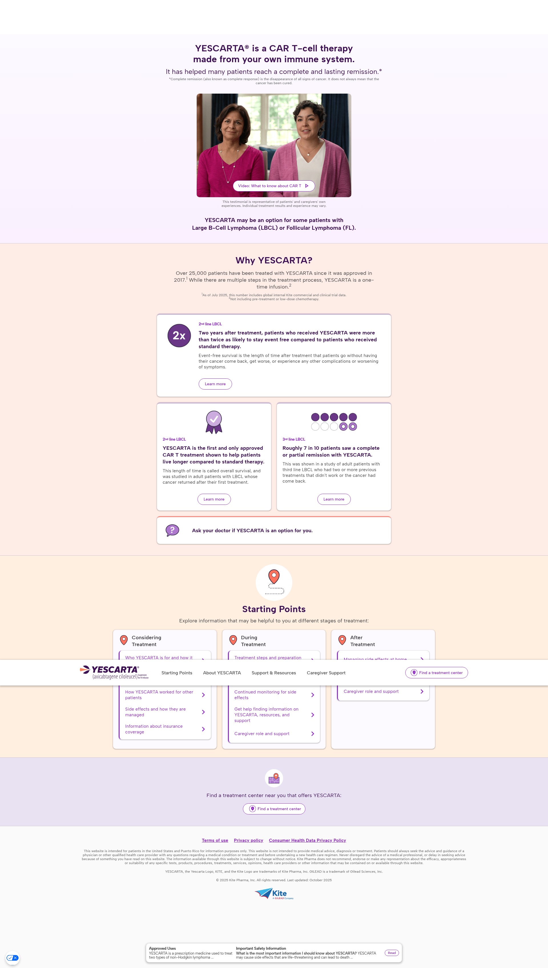 Screenshot of yescarta.com