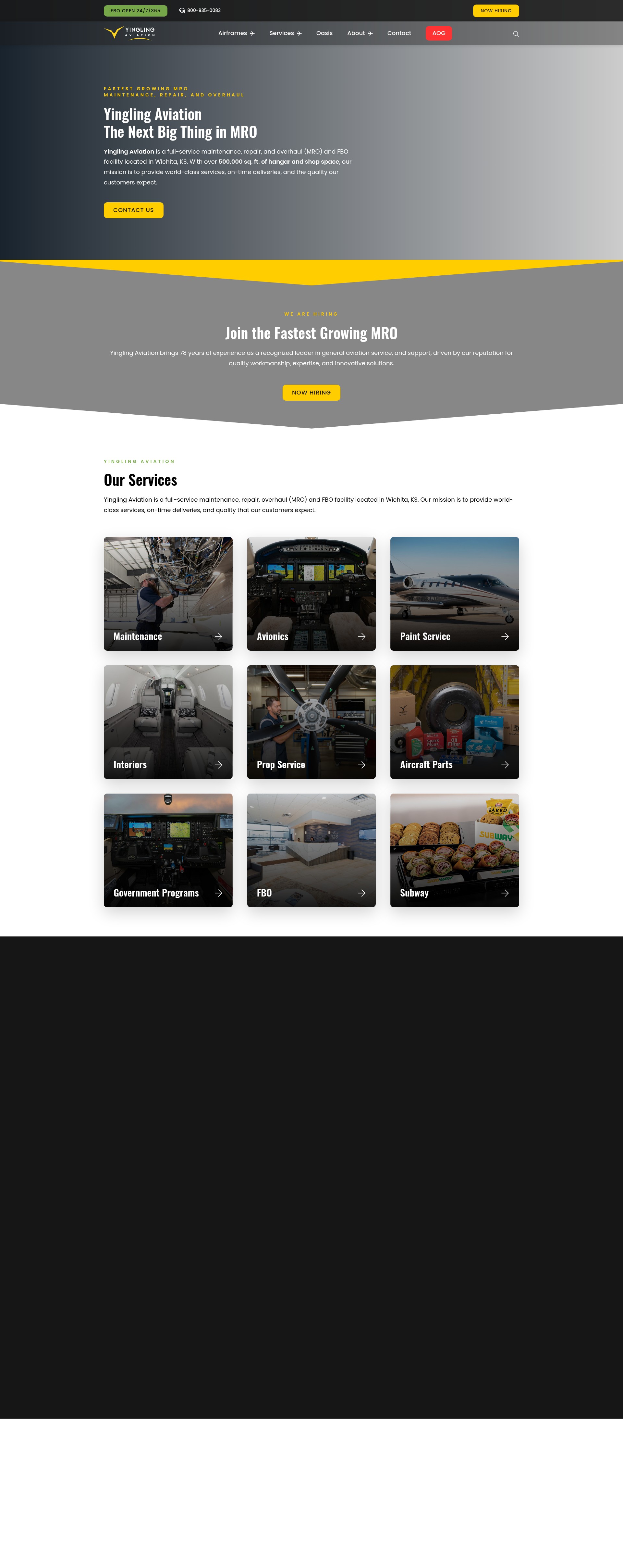 Screenshot of yinglingaviation.com