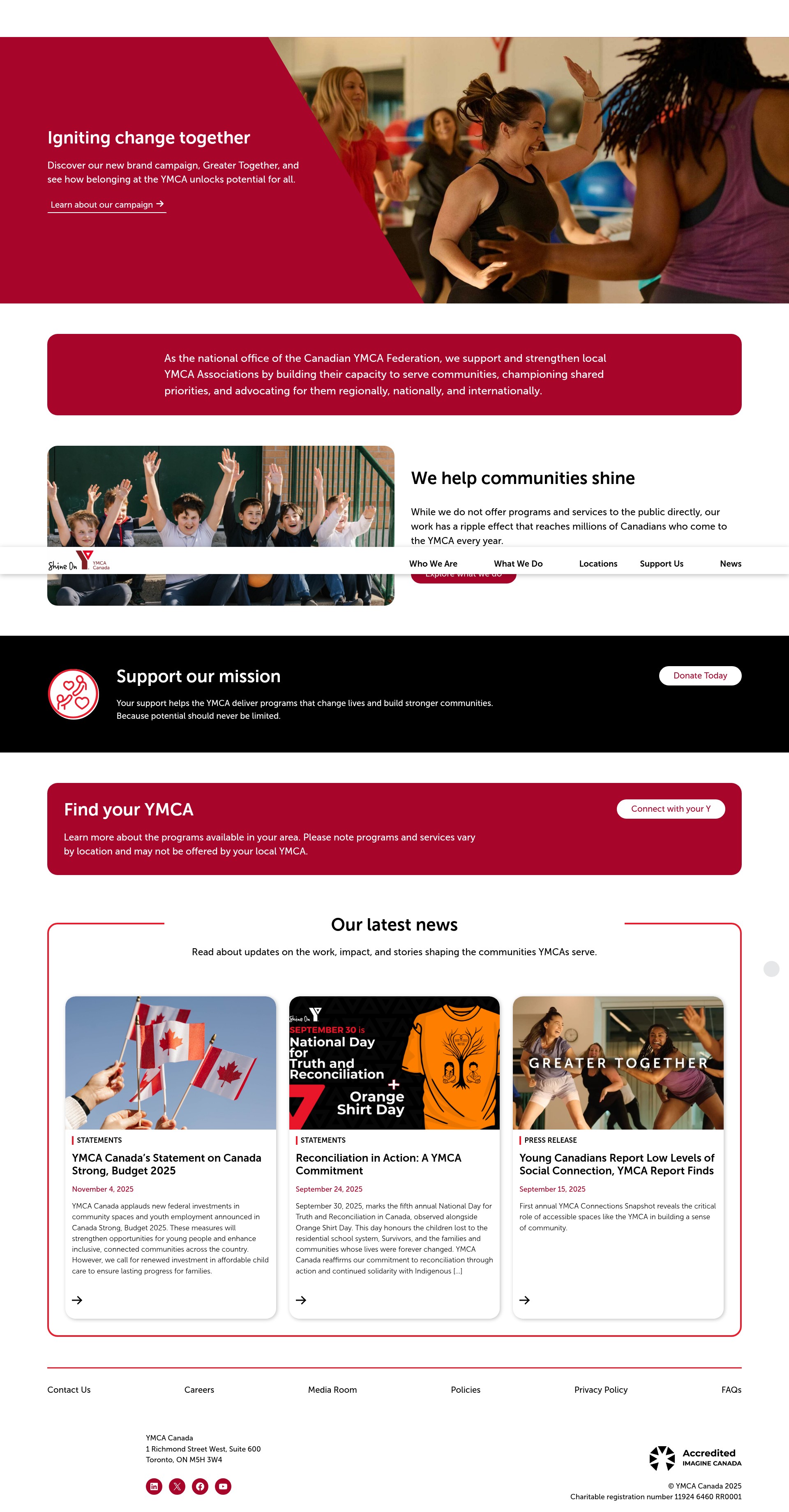 Screenshot of ymca.ca