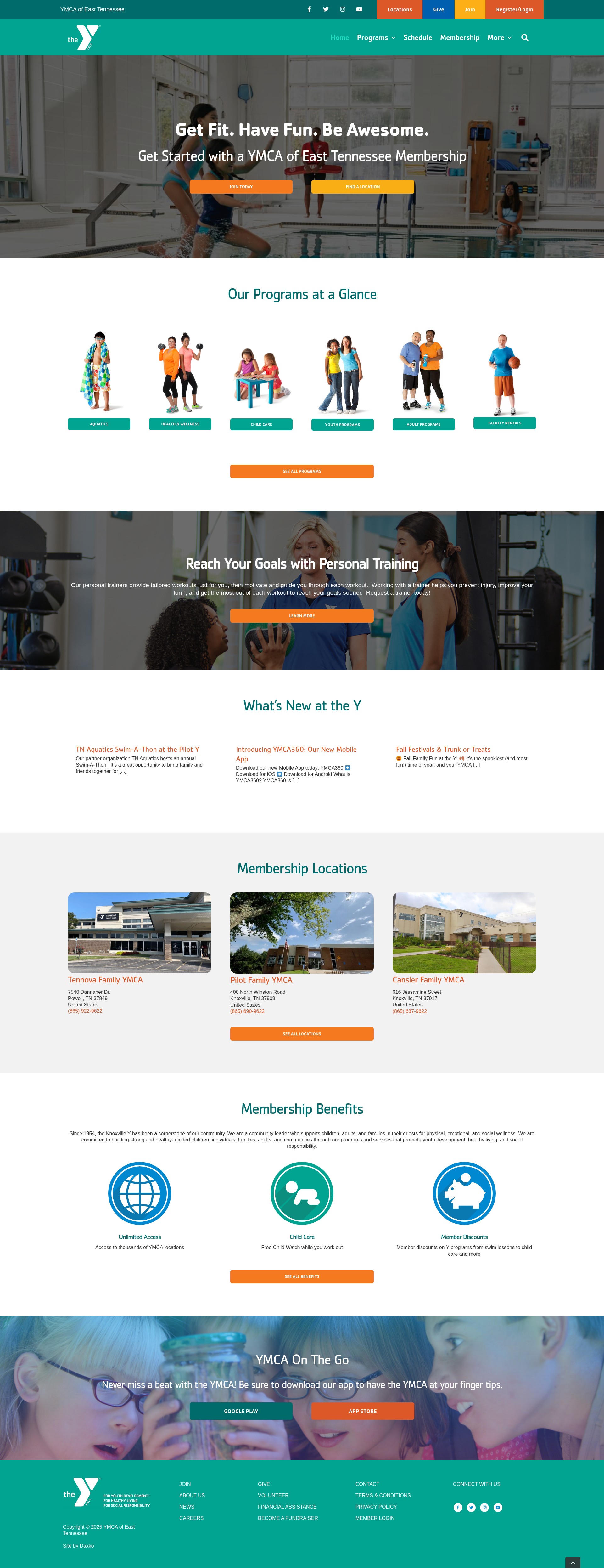 Screenshot of ymcaknoxville.org