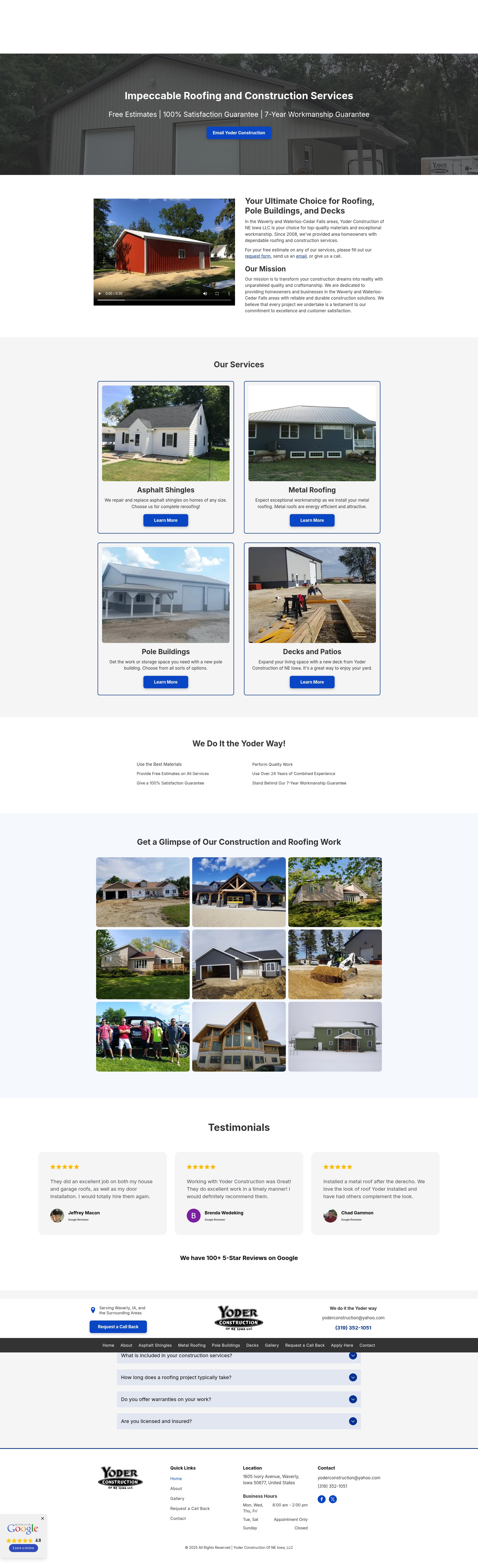 Screenshot of yoderconstructionofneiowallc.com