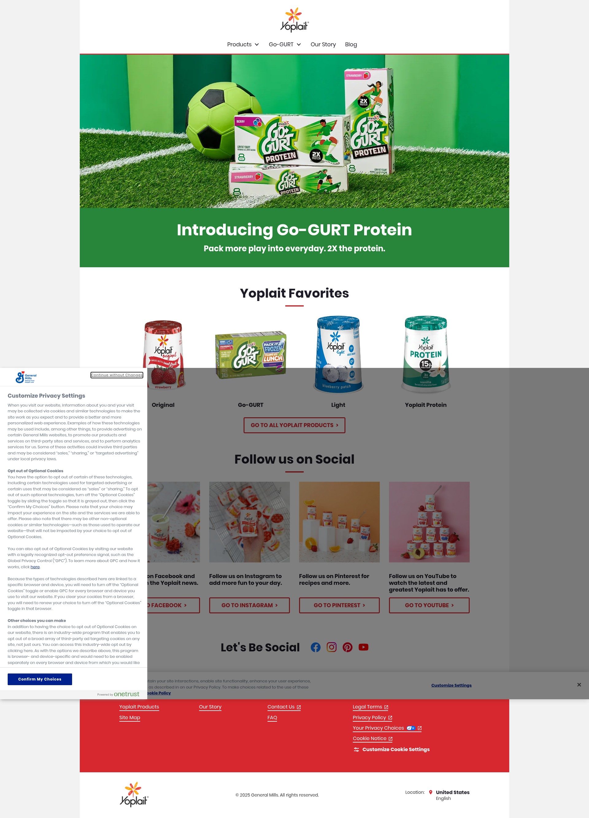Screenshot of yoplait.com