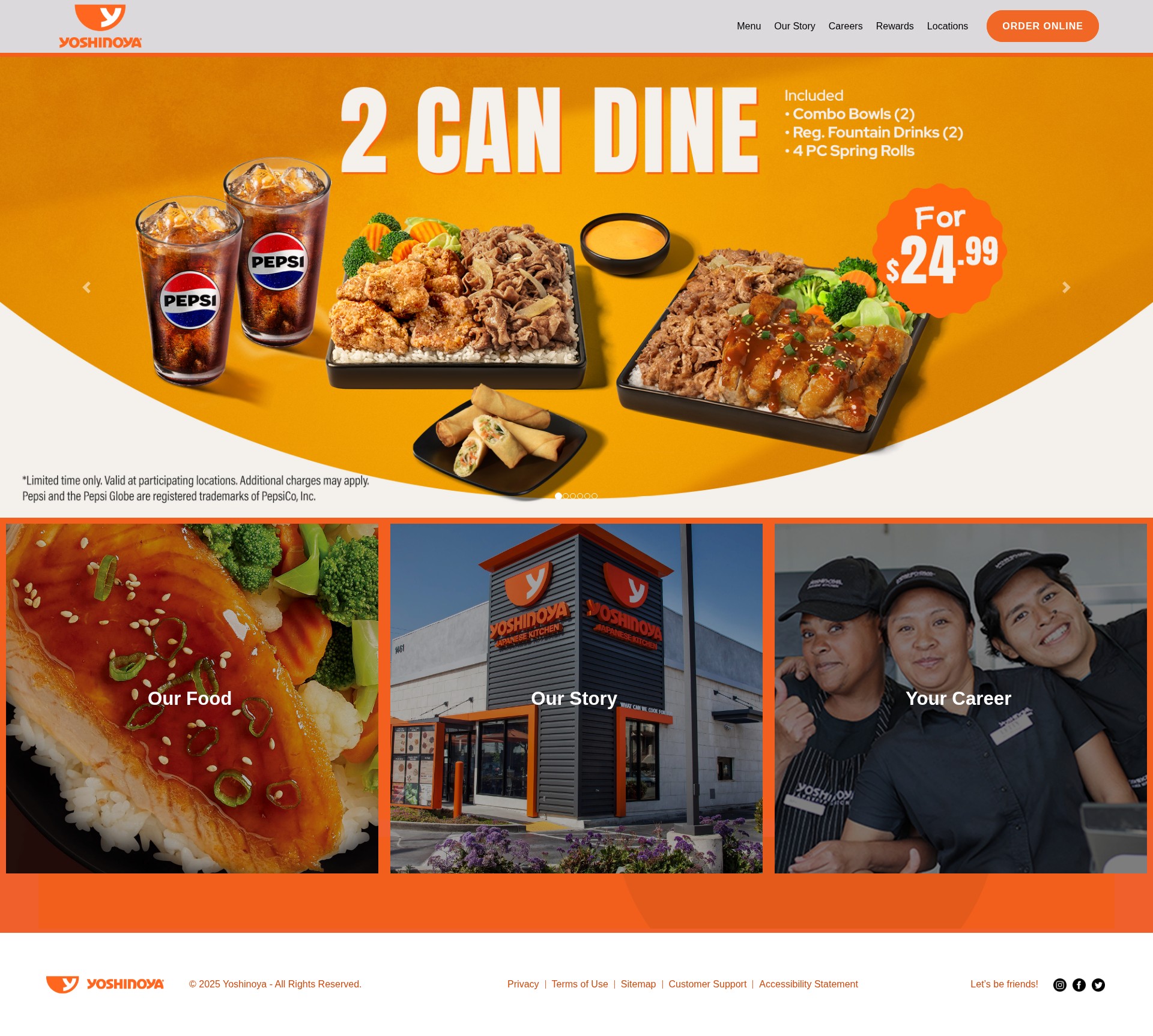 Screenshot of yoshinoyaamerica.com