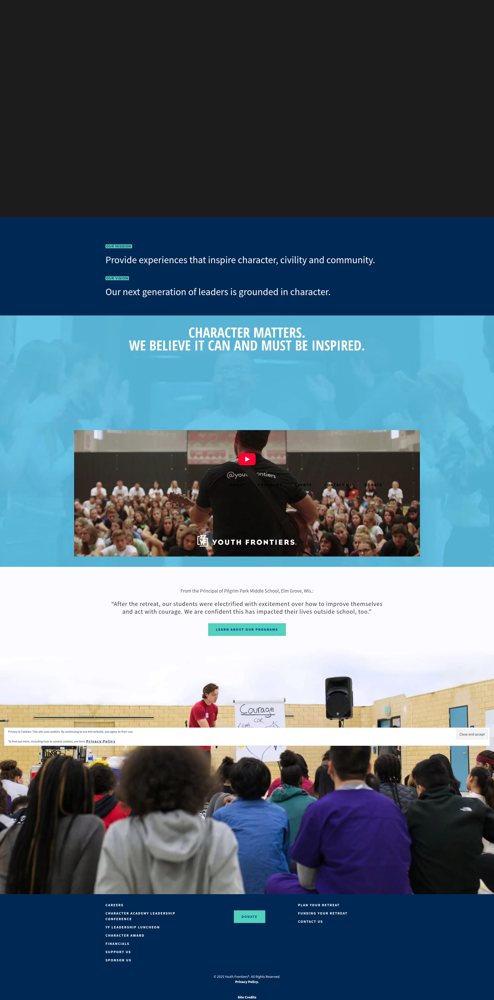 Screenshot of youthfrontiers.org