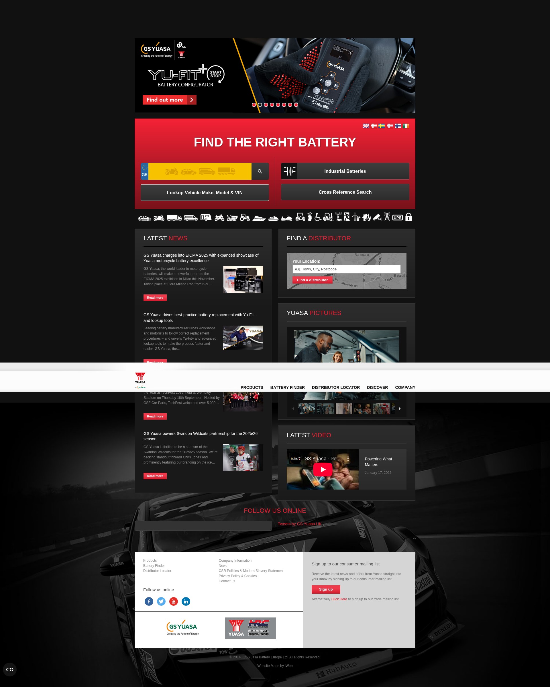 Screenshot of yuasa.co.uk