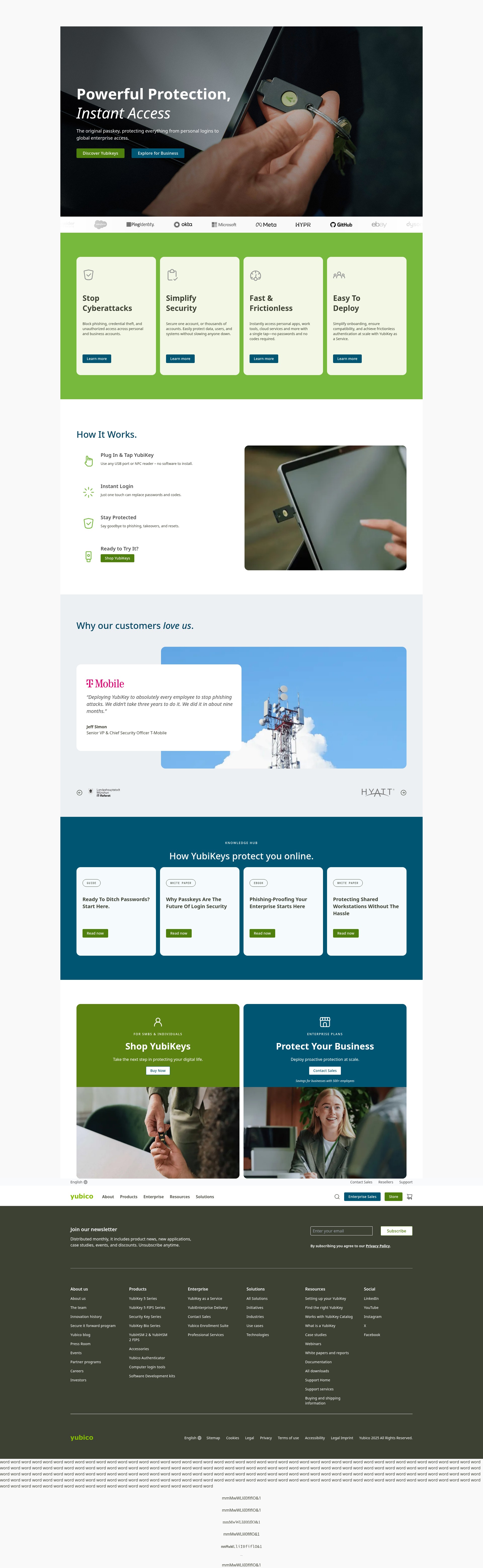 Screenshot of yubico.com