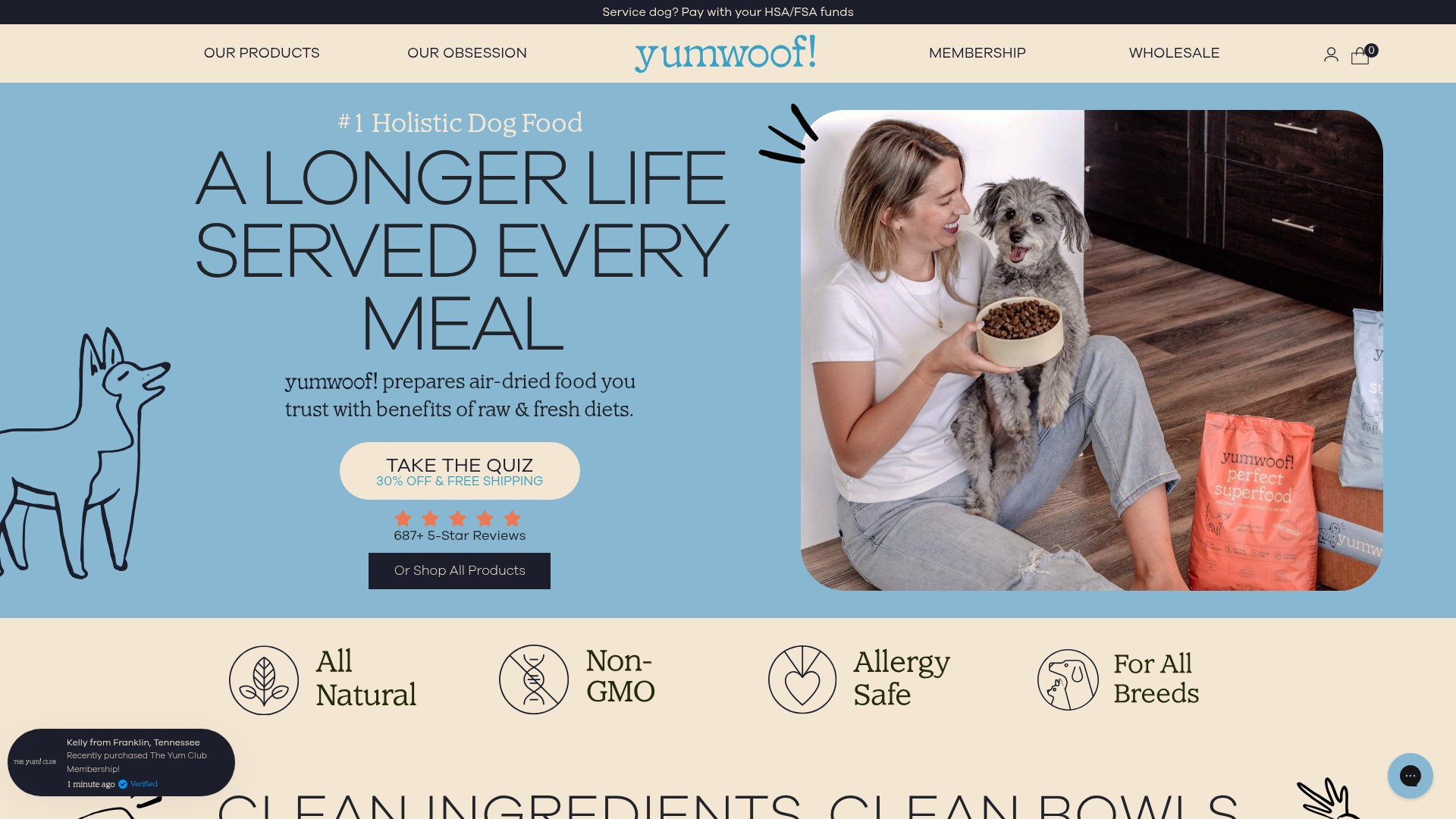 Screenshot of yumwoof.com