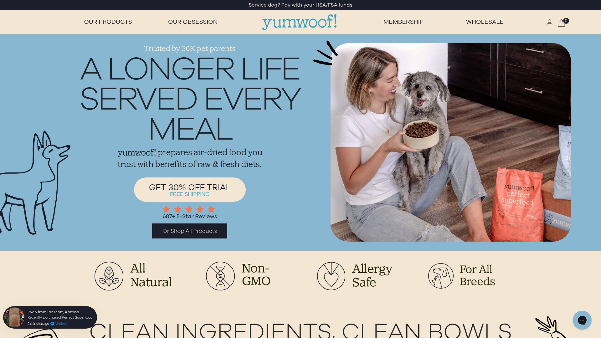 Screenshot of yumwoof.myshopify.com