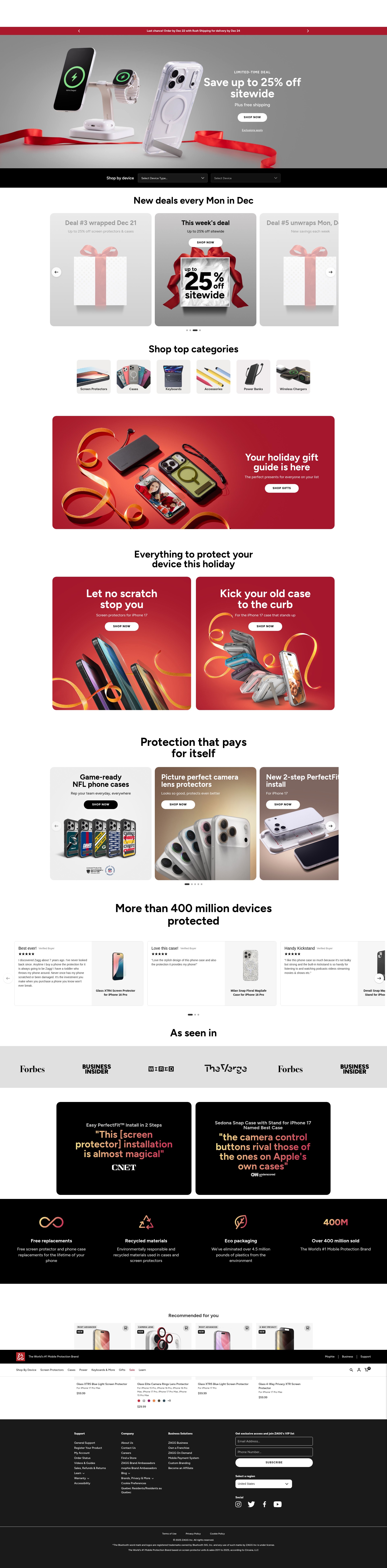 Screenshot of zagg.com