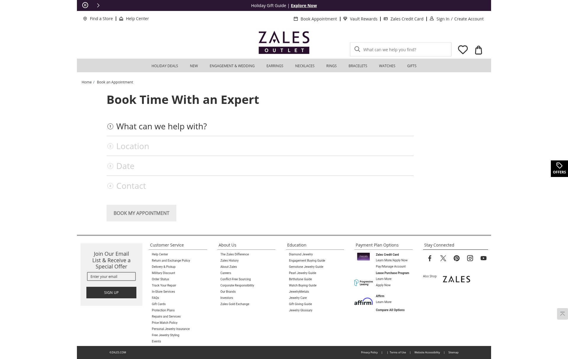Screenshot of zalesoutlet.com