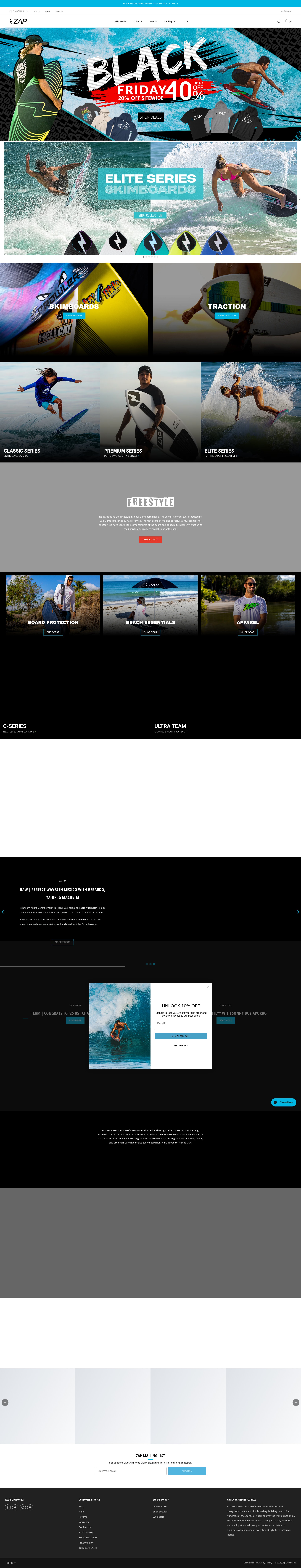 Screenshot of zapskimboards.com