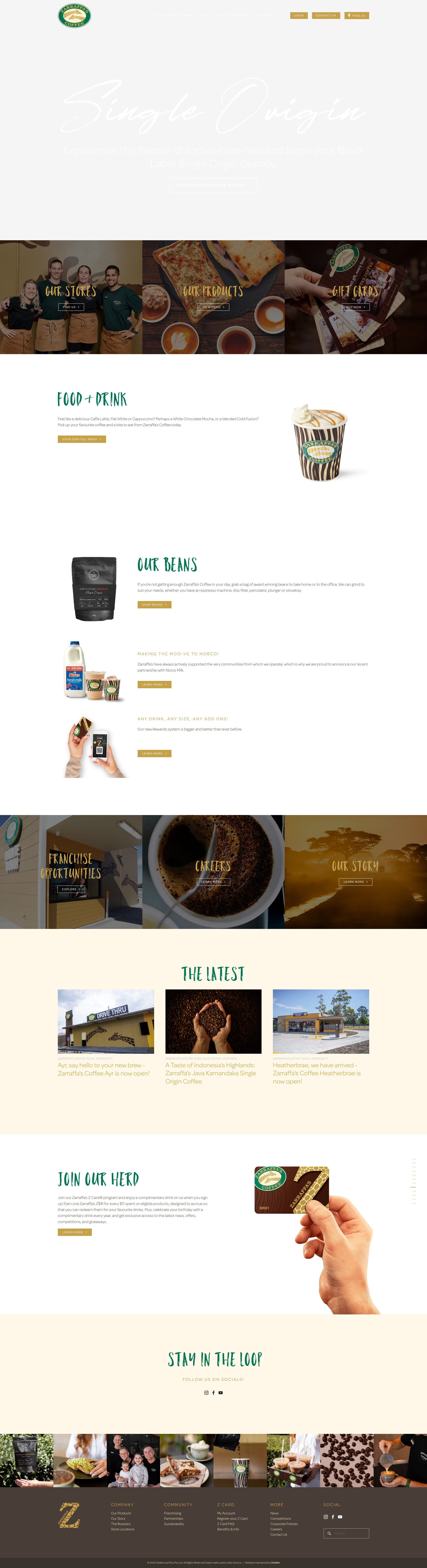 Screenshot of zarraffas.com