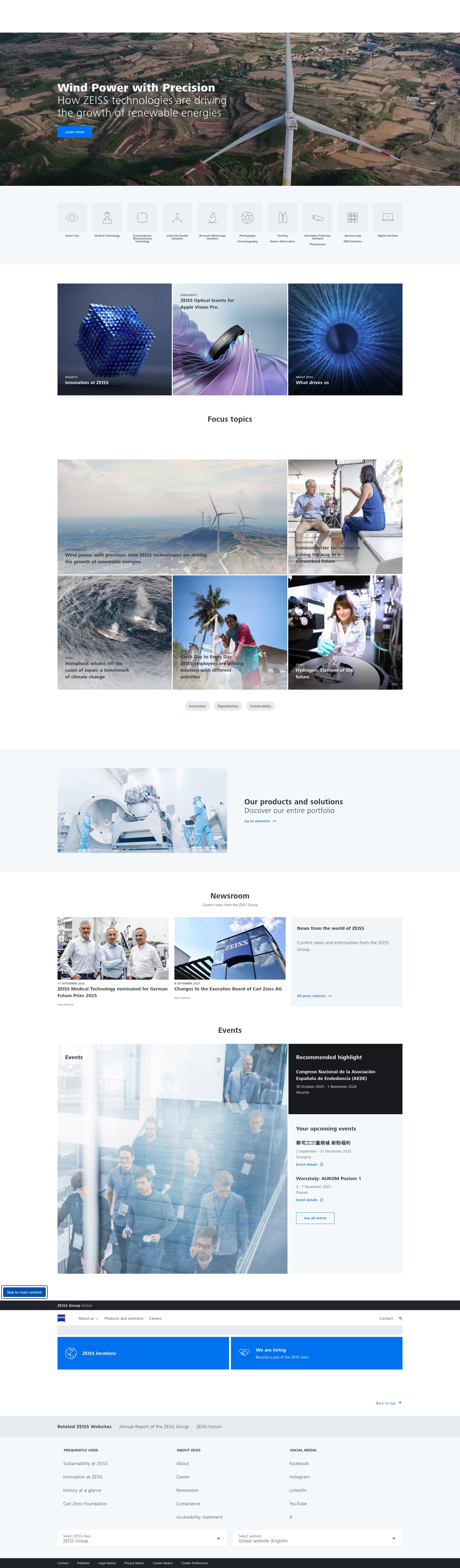 Screenshot of zeiss.com