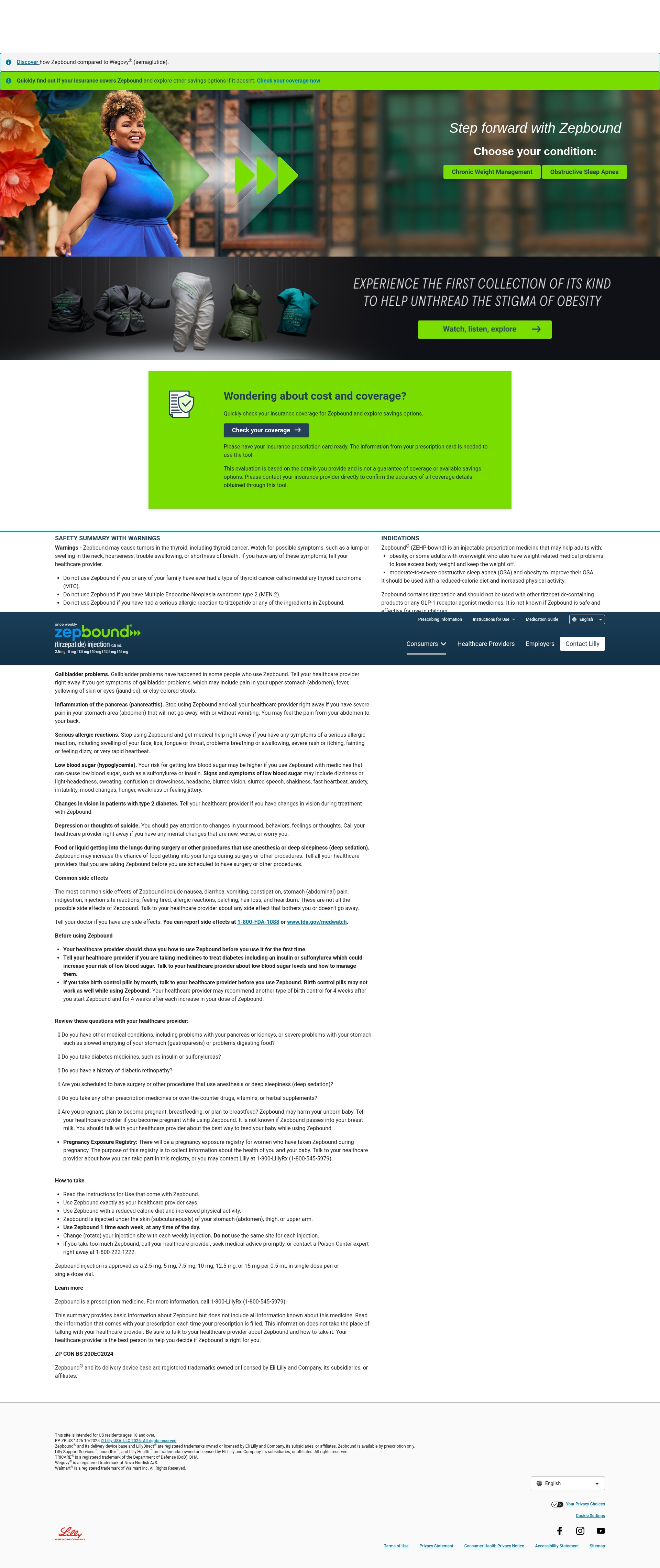 Screenshot of zepbound.lilly.com