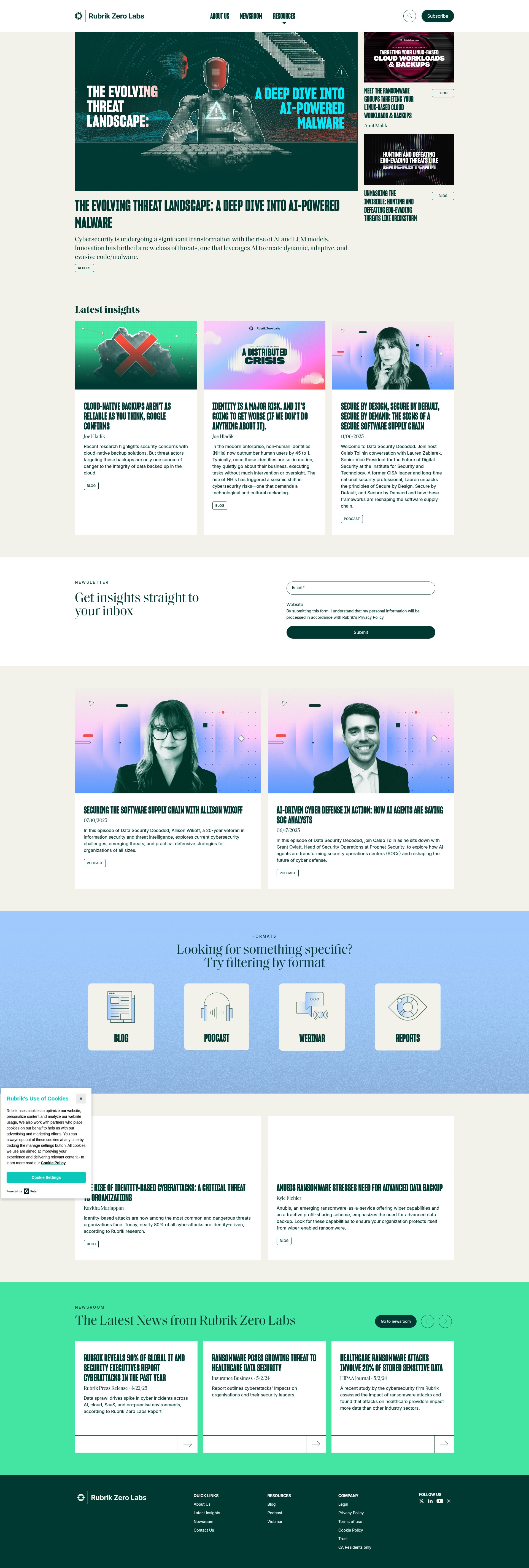 Screenshot of zerolabs.rubrik.com