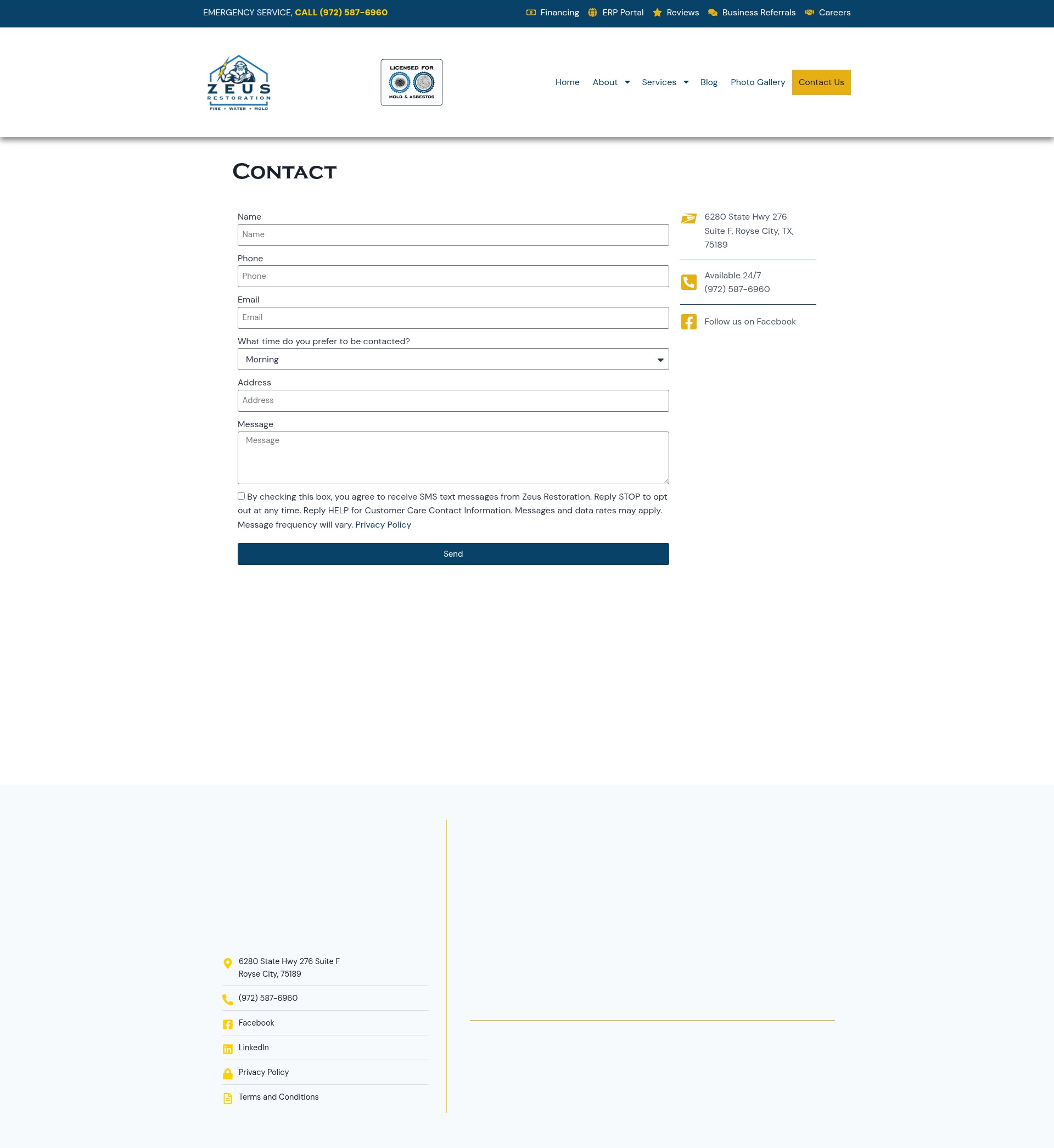 Screenshot of zeusrestoration.com