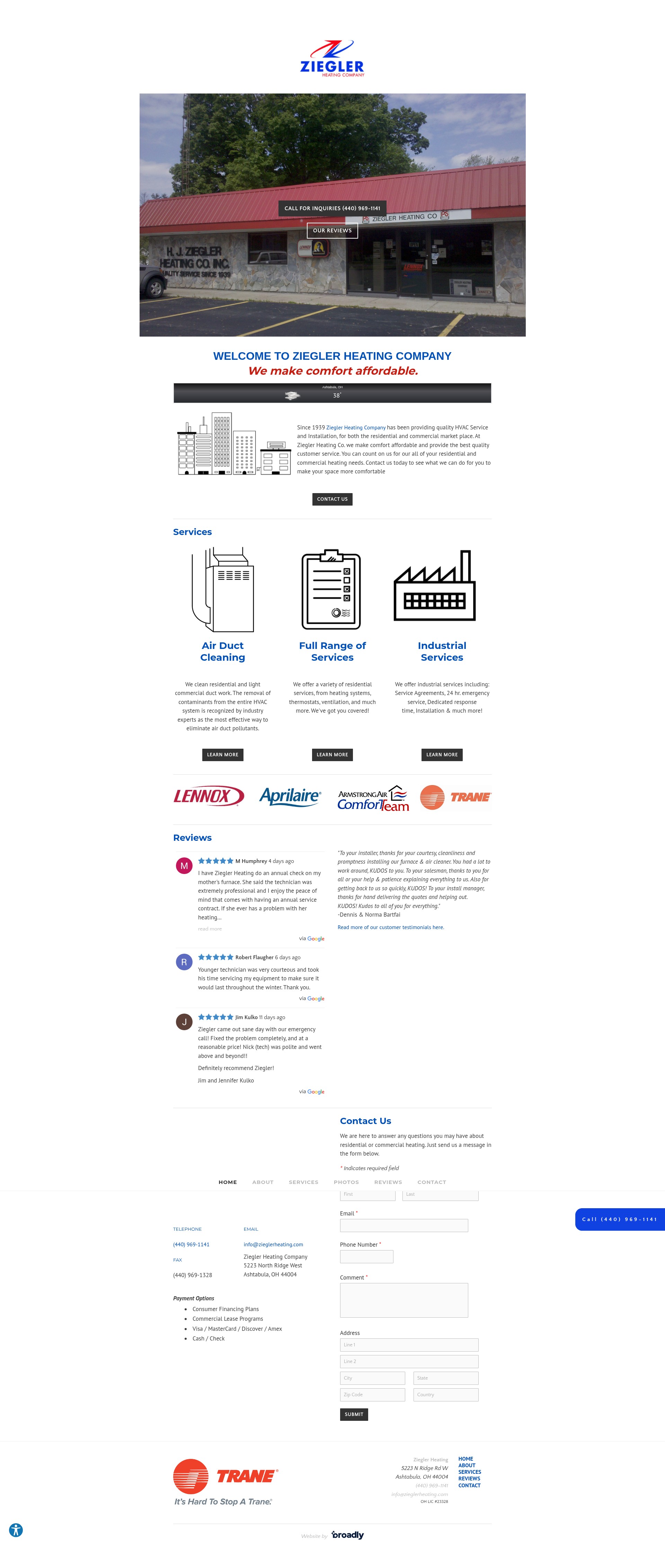 Screenshot of zieglerheating.com