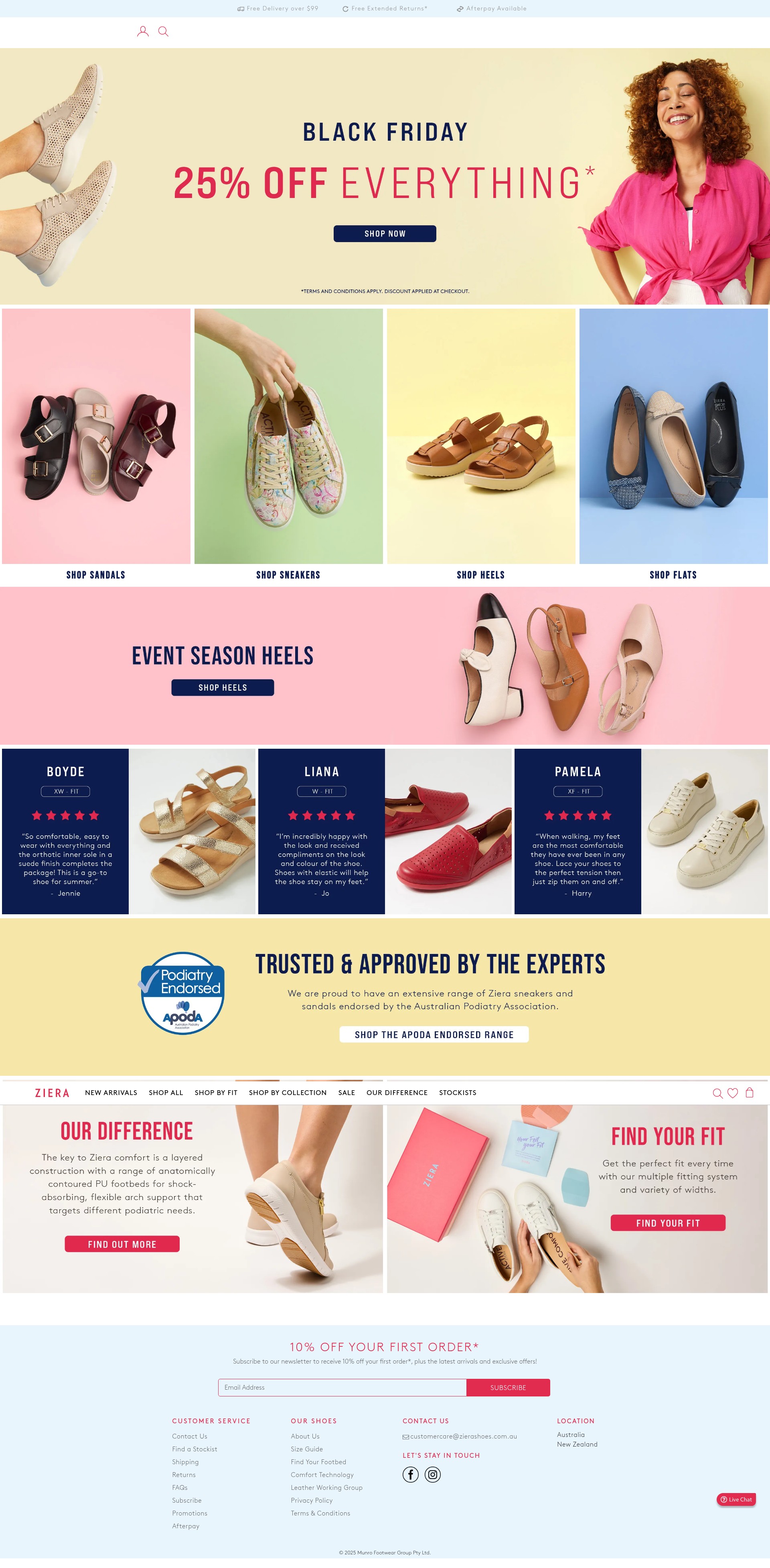 Screenshot of zierashoes.com.au