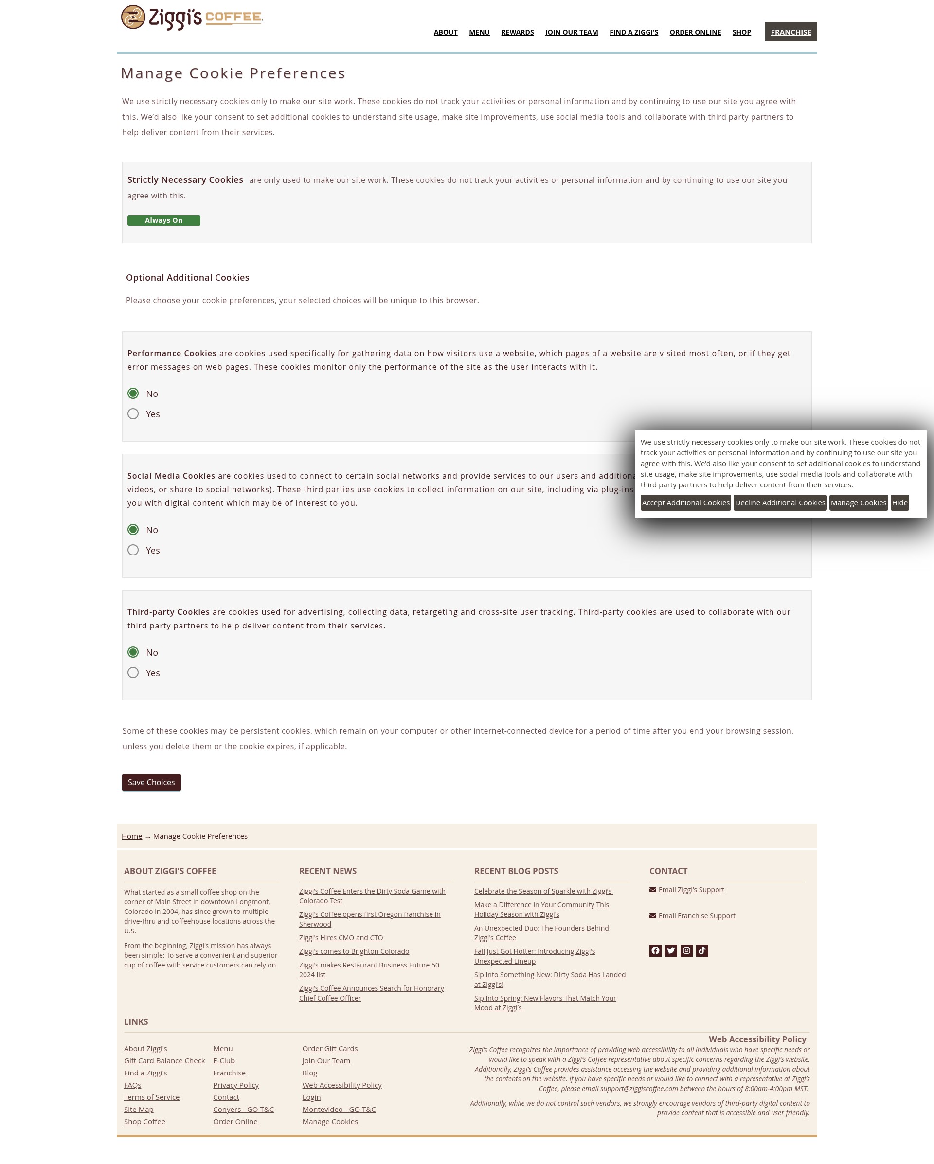 Screenshot of ziggiscoffee.com
