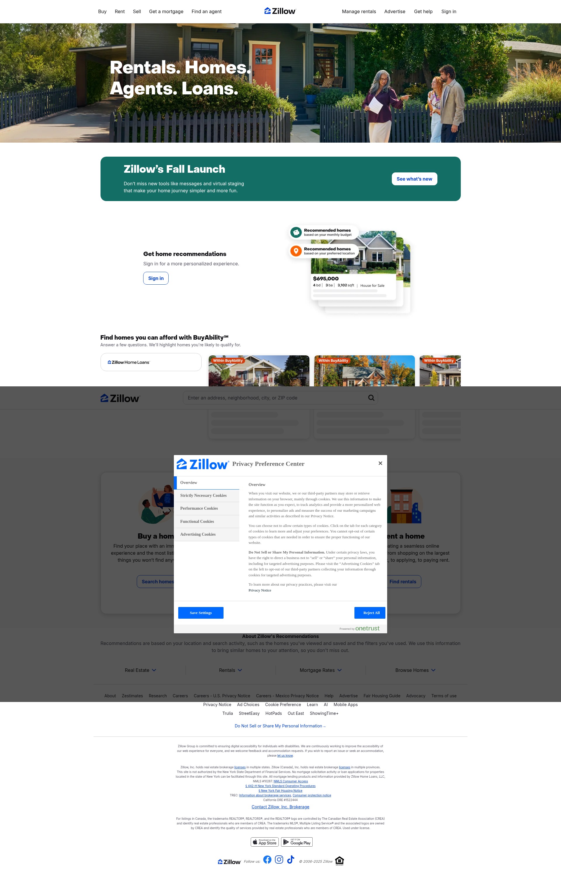 Screenshot of zillow.com