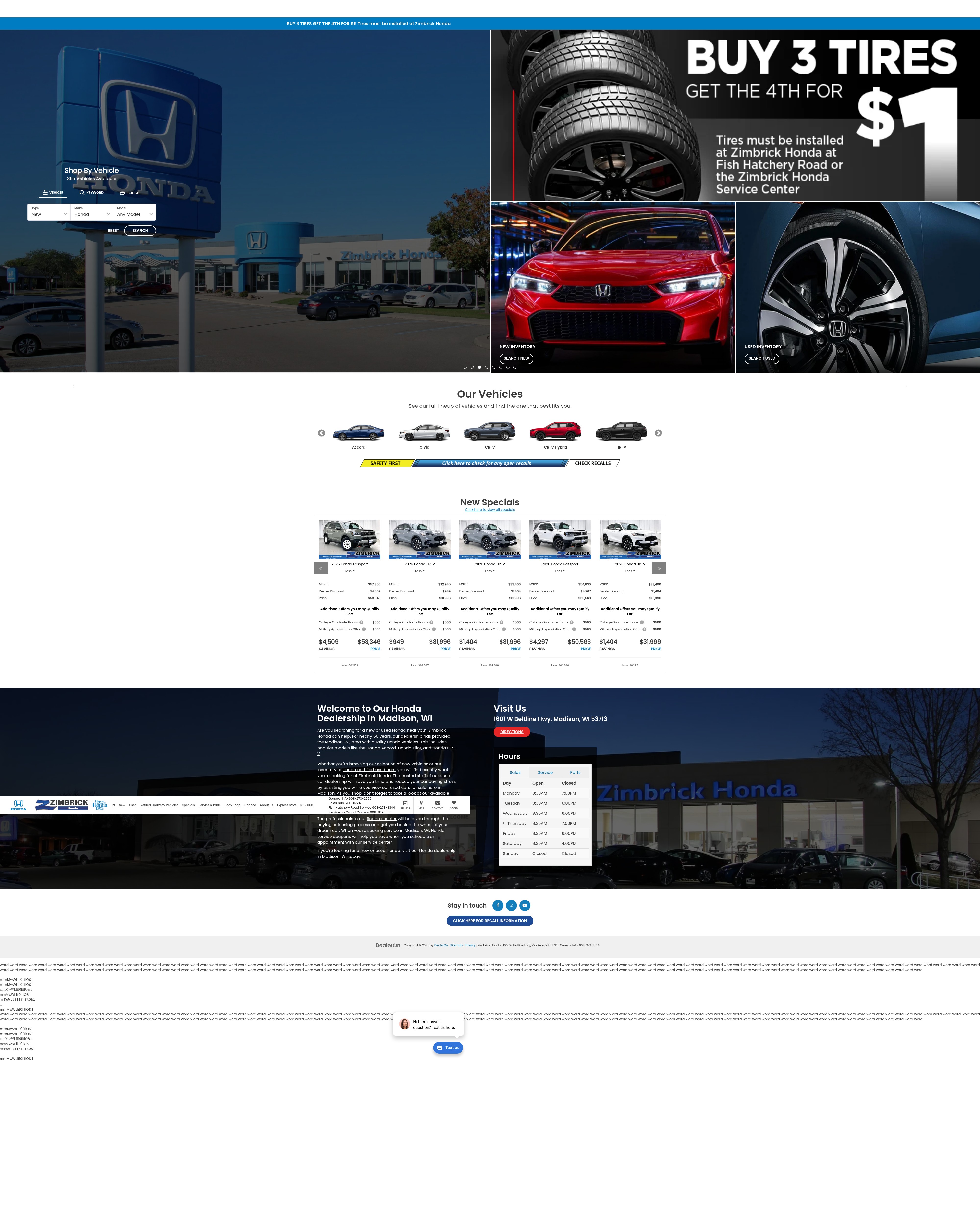 Screenshot of zimbrickhonda.com