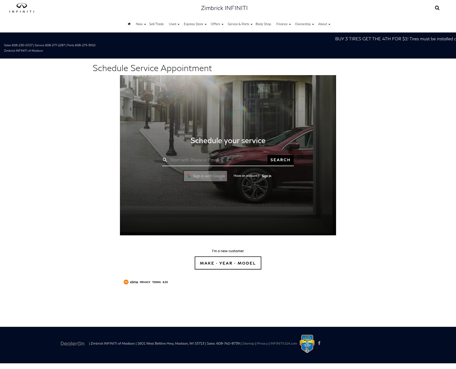 Screenshot of zimbrickinfiniti.com