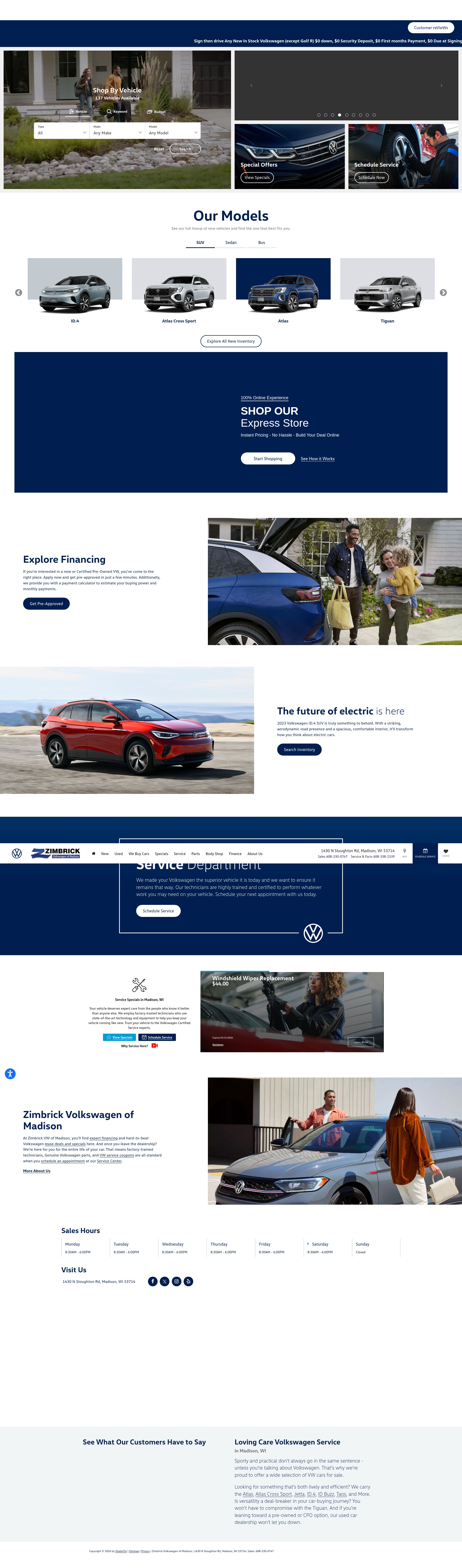 Screenshot of zimbrickvw.com