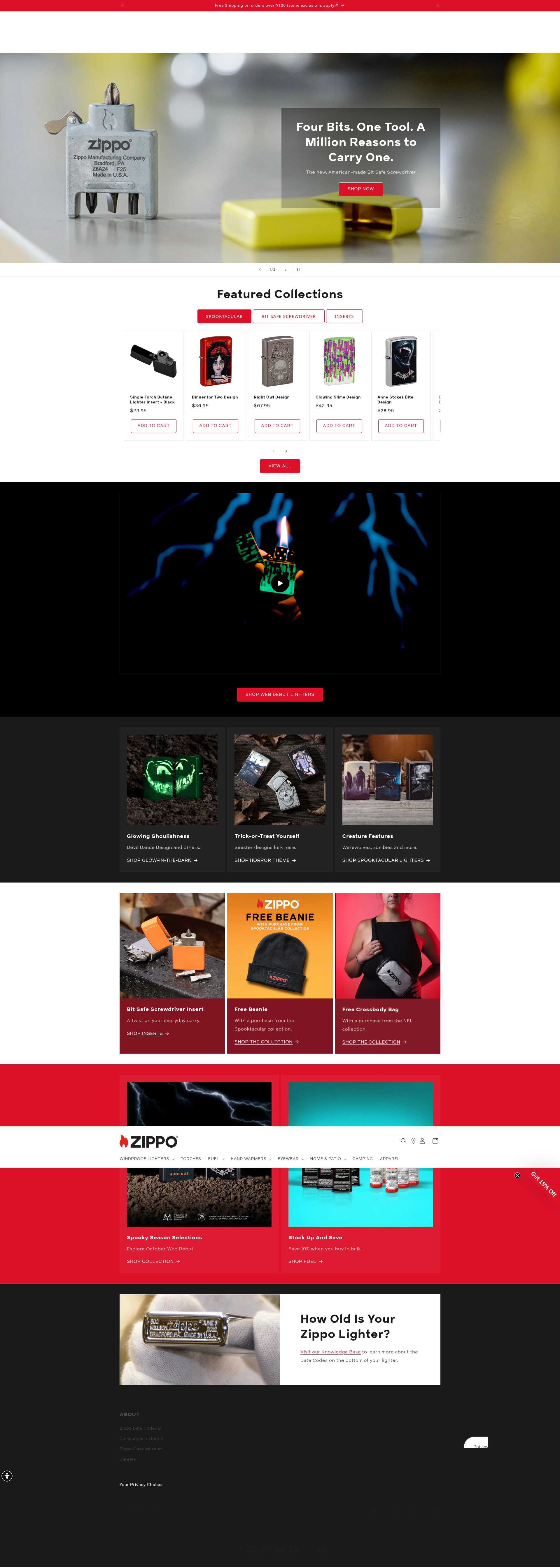 Screenshot of zippo.com