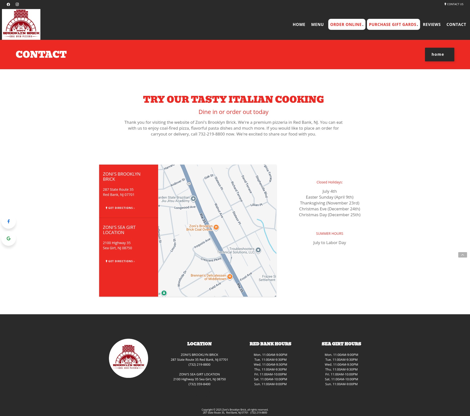 Screenshot of zoniscoalfiredpizza.com