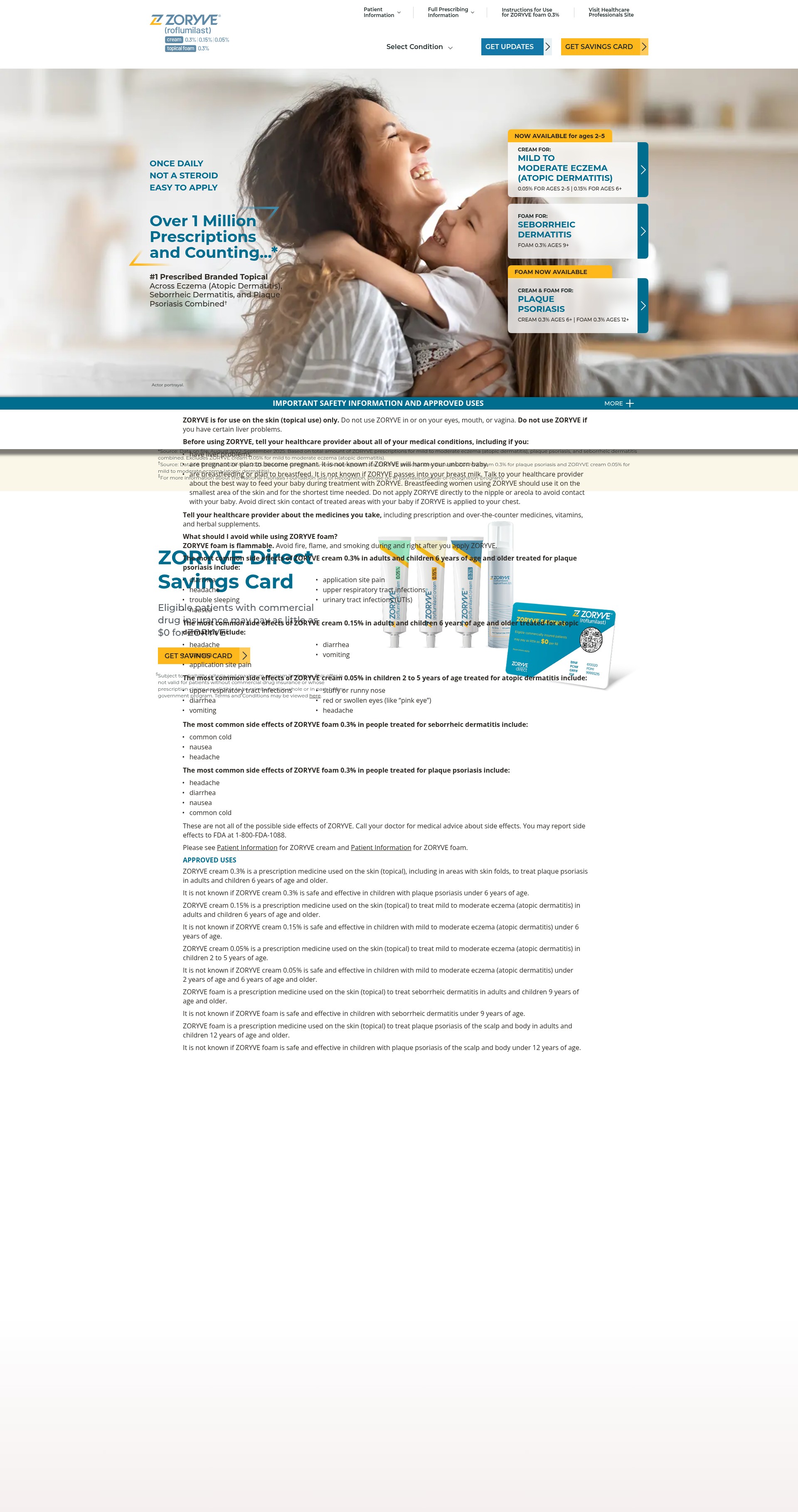 Screenshot of zoryve.com