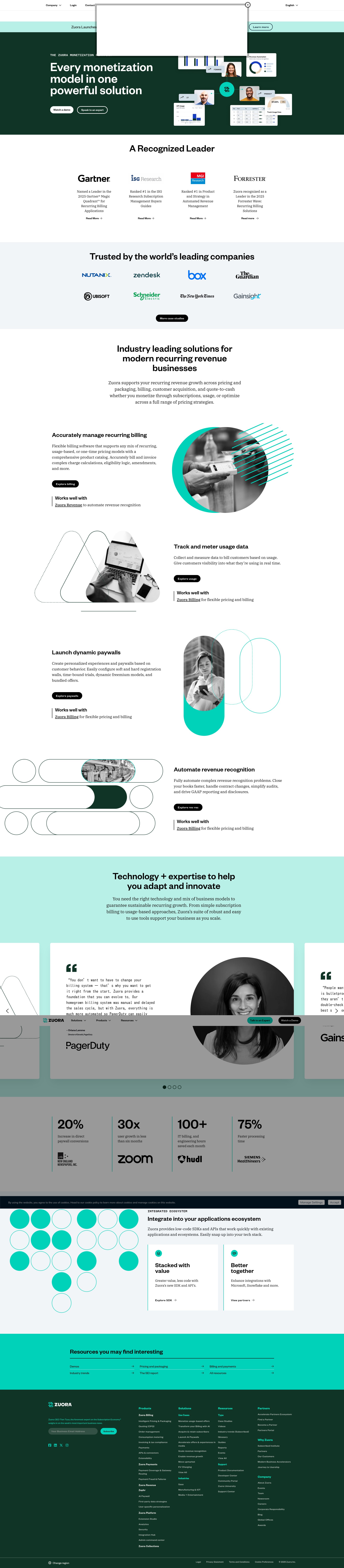 Screenshot of zuora.com